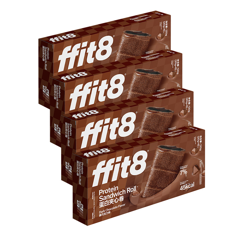 ffit8  蛋白夹心卷黑巧克力味120g/盒（20g*6）*4