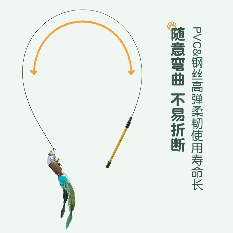 wakytu英国  宠物梳子逗猫棒猫梳毛刷猫咪专用狗狗宠物用品 魔法逗猫棒 青鸟C179W