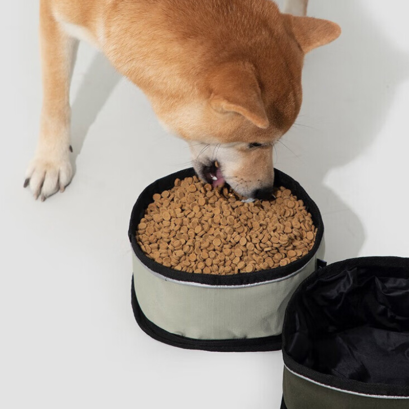 HiDREAM  宠物外出水碗 狗狗外出便携水碗饭碗 猫粮碗狗粮碗 防水可折叠 卡其色 HD028002-01F