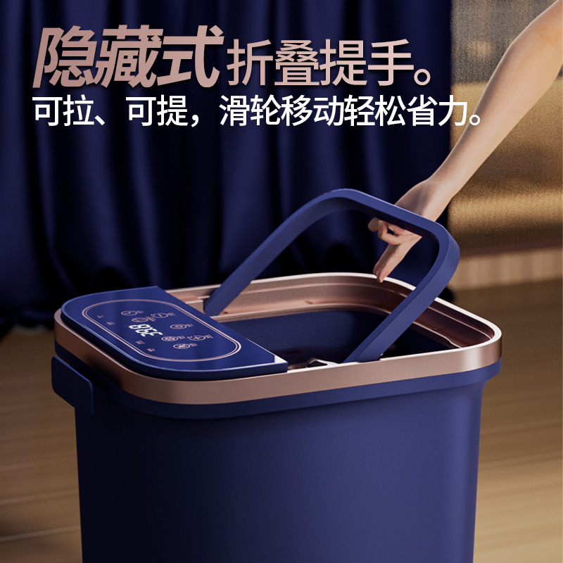 TINME 泡脚桶按摩足浴盆泡脚桶按摩全自动按摩洗脚盆电动加热恒温足疗高深桶泡脚足浴泡脚桶高深按摩桶 长春花蓝 第四代 紫外线杀菌按摩高深桶款 ZY-9