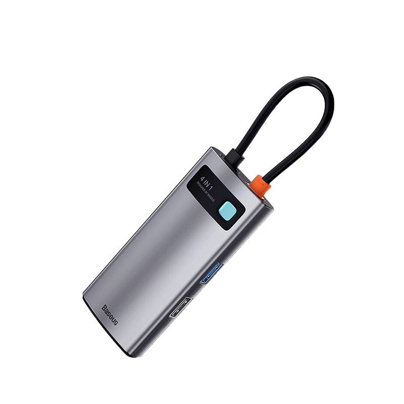 倍思 金属微光系列 四合一多功能扩展坞 （Type-C to HDMI*1+USB3.0*1+USB2.0*1+PD*1）CAHUB-CY0G 深空灰