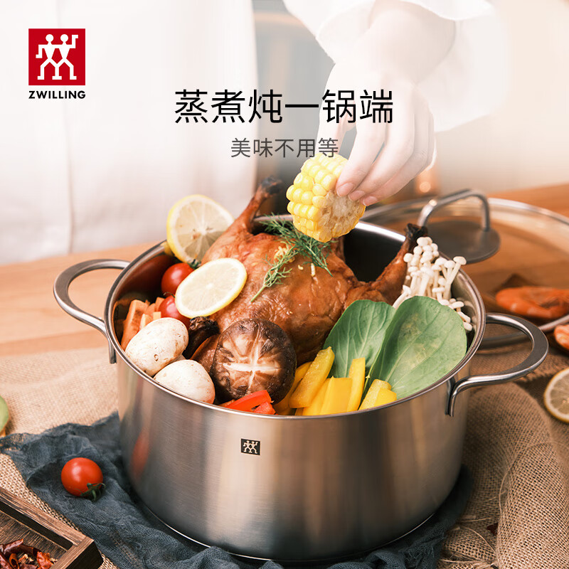 双立人（ZWILLING）煎锅不粘锅炒锅菜刀套装汤锅蒸笼压力锅家用 nova plus4件套
