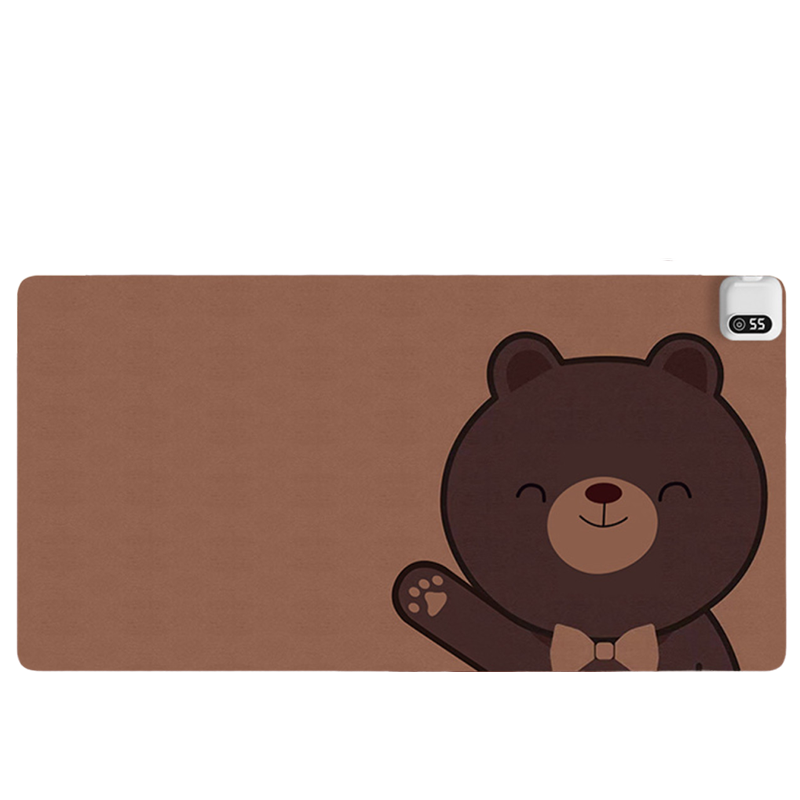 吾鲸 加热鼠标垫办公室电脑桌面加热桌垫  大号80*33cm智能定时款 棕色熊