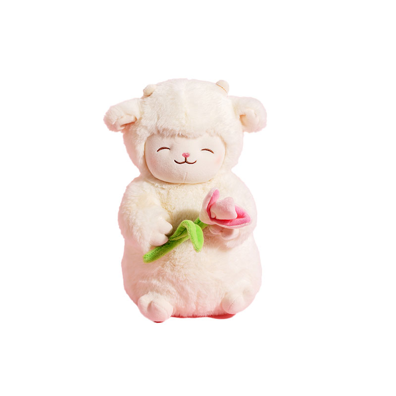 名创优品（MINISO）羊咩咩系列 暖白小羊公仔毛绒公仔玩具抱枕生日礼物女 抱郁金香款