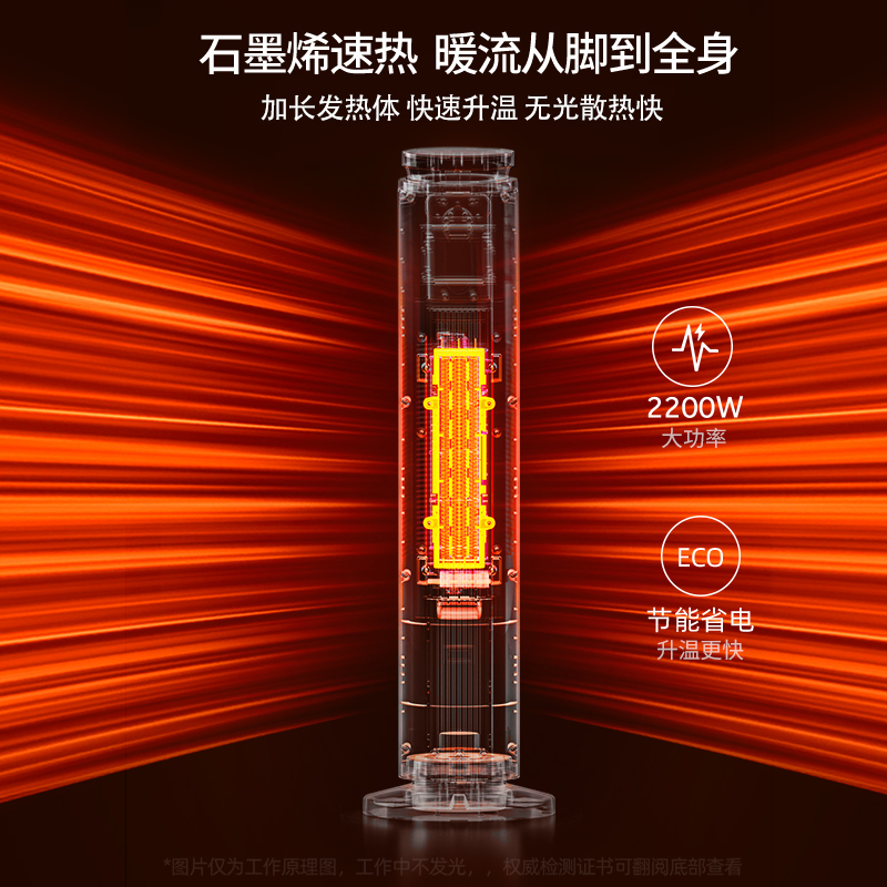 西丽Ceerea 石墨烯取暖器家用暖风机大面积电暖器电暖气热风机塔立式摇头暖风扇烤火炉 机械款HN-J0322