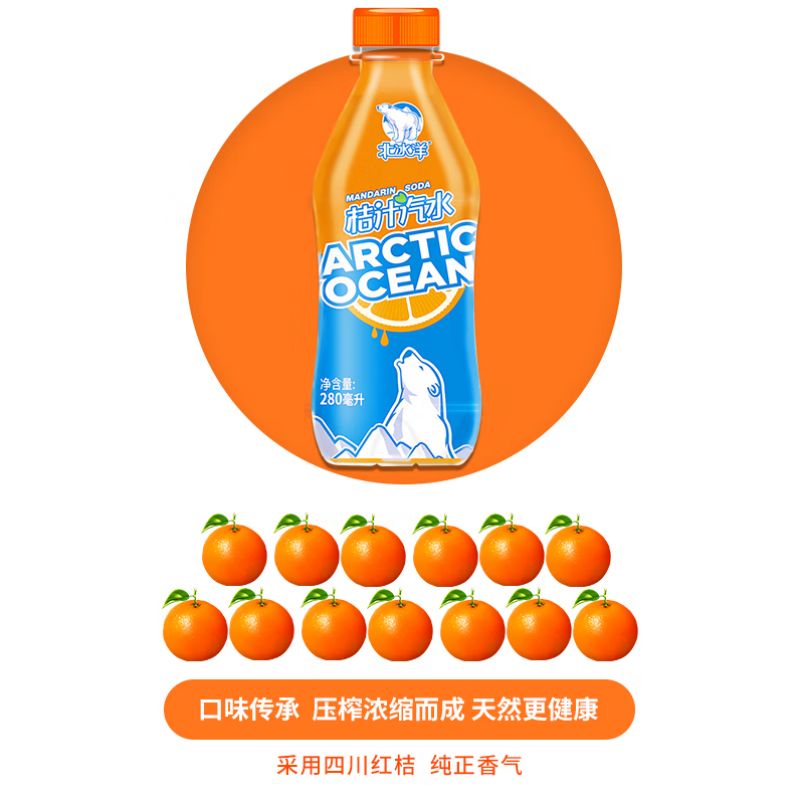 北冰洋  汽水桔汁汽水老北京汽水碳酸饮料300ml*12瓶