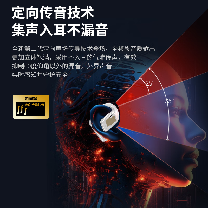魔声(MONSTER)Open Ear AC310挂耳式耳机 无线蓝牙运耳机动降噪户外手机防汗防水定向传音手机通用 MH22179-B珍珠白