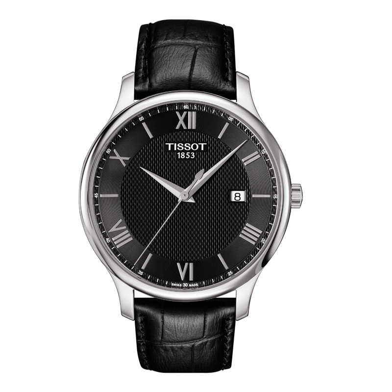 天梭(TISSOT) 手表俊雅系列时尚石英男表黑盘皮带 T063.610.16.058.00