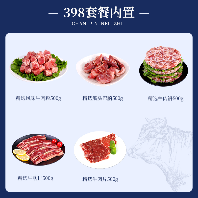 鲜飨 精品澳洲398牛肉礼盒2500g