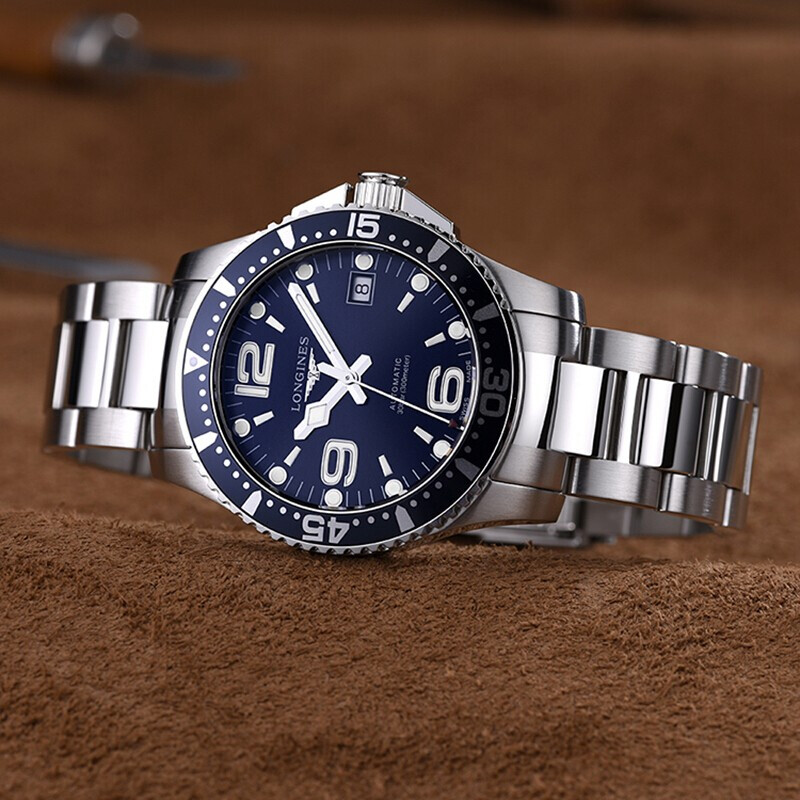 浪琴（LONGINES） 康卡斯潜水系列机械钢带男表 蓝盘 L3.742.4.96.6
