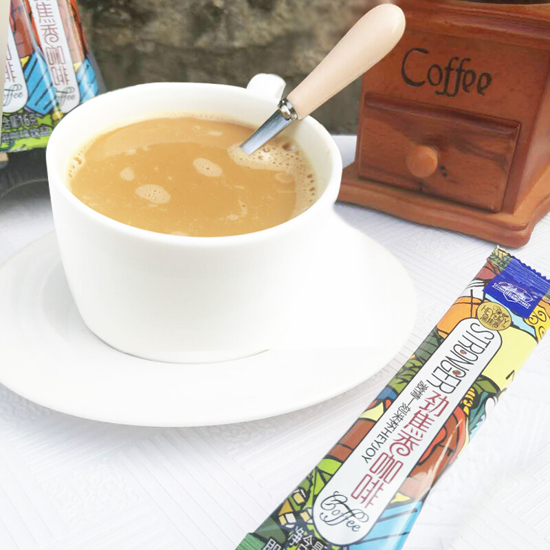 菲森  三合一速溶咖啡粉原味炭烧特浓咖啡16g*30条 云南小粒咖啡盒装 劲焦香咖啡