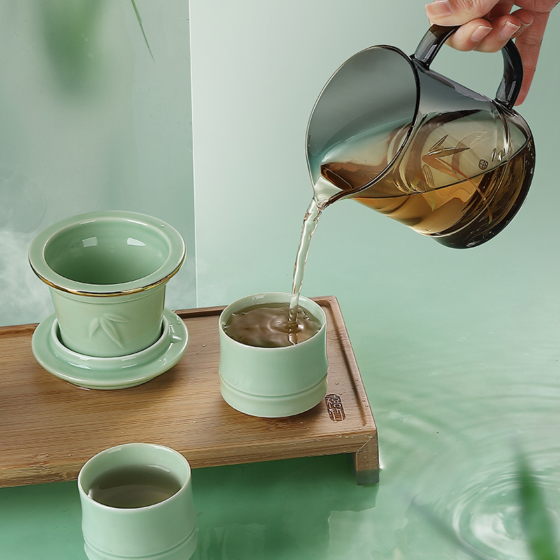 善言堂 禧竹翠青瓷茶具套装 SYT736