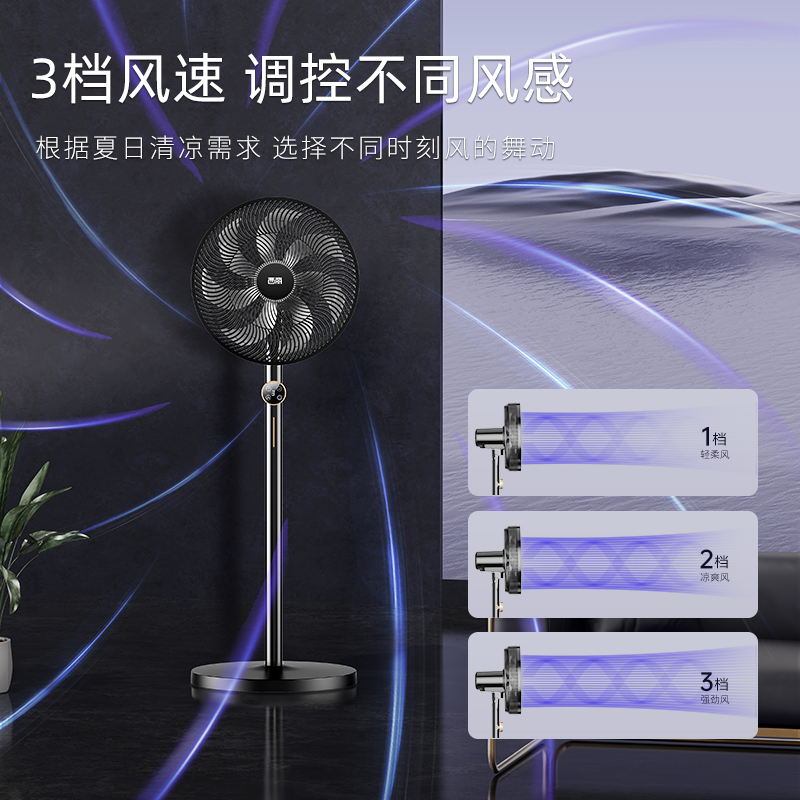 西丽 电风扇落地扇7叶大风量办公室家用风扇落地可拆洗电扇摇头轻音节能台立式风扇空气循环 遥控款 黑色 FS-Y0135B