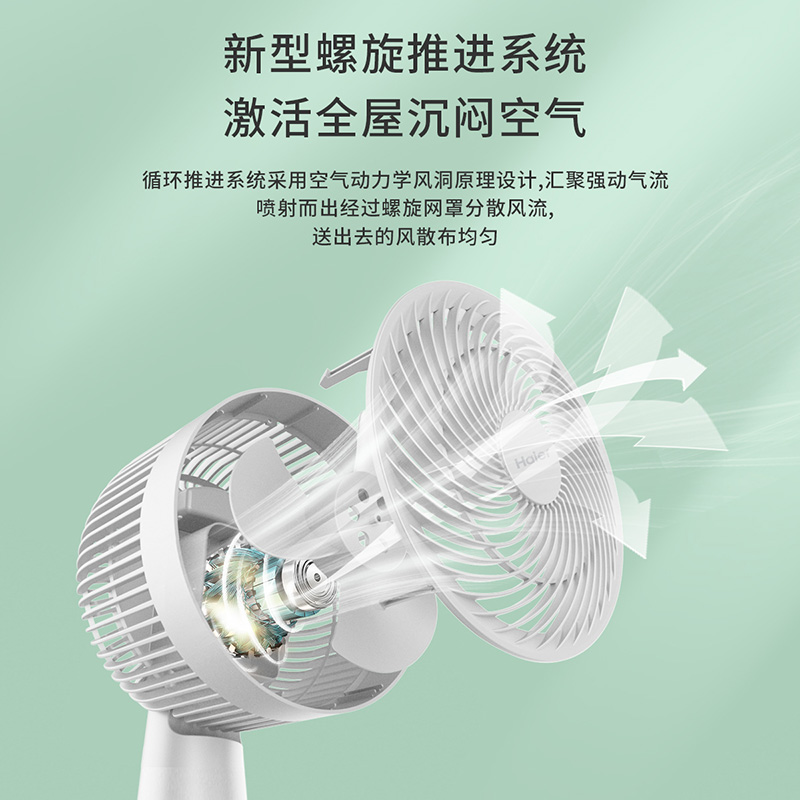 海尔（Haier） 空气循环扇电风扇台式风扇音轻摇头家用学生宿舍涡轮对流小型桌面风扇 HFX-TJ2025