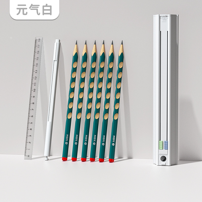 悟生 一日之用六边形笔盒多功能创意文具盒铅笔盒小学生幼儿园 元气白低年级