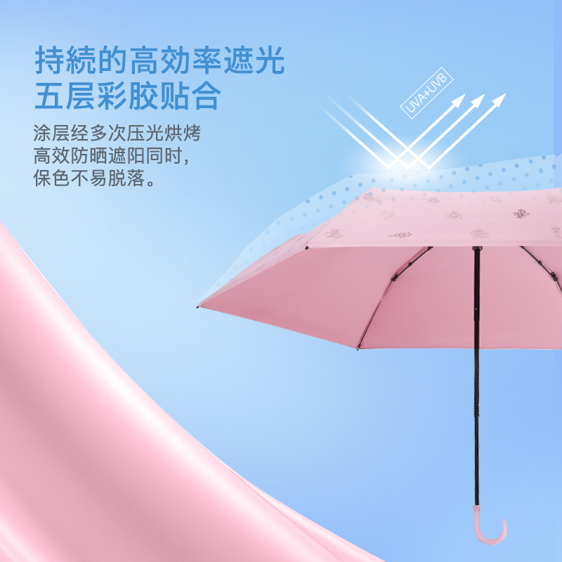 Mamoru 小弯钩手绘线稿三折碳纤伞骨 粉色