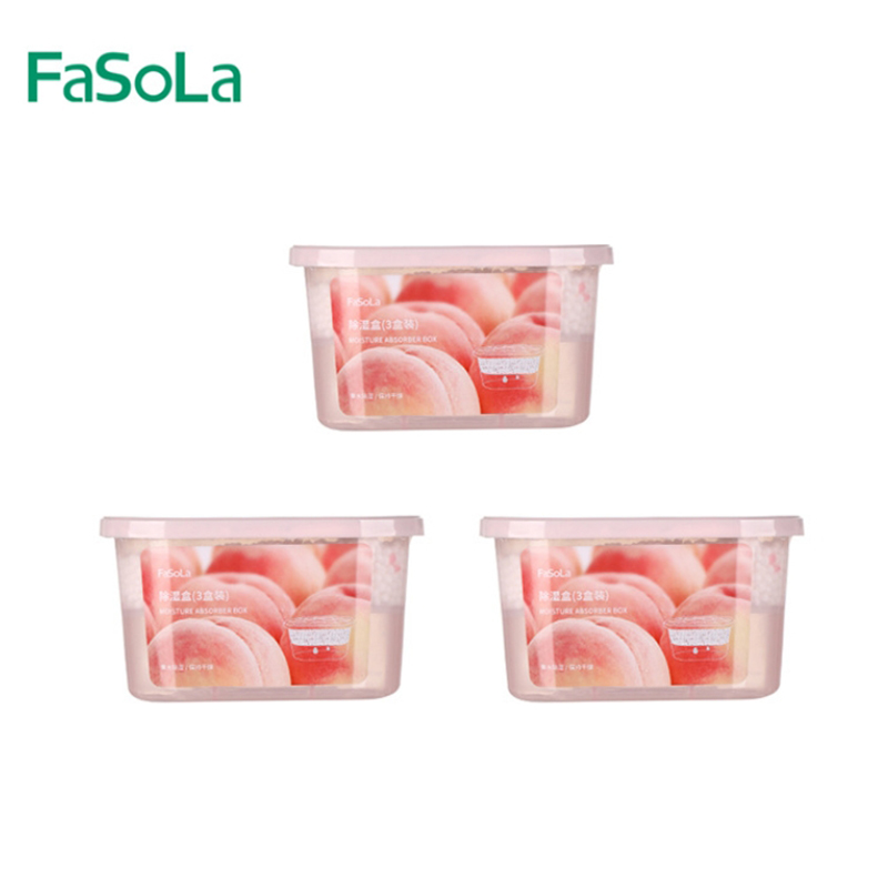 FaSoLa  干燥剂室内除湿盒衣柜吸湿袋房间防霉防潮家用除湿剂 3盒装 水蜜桃