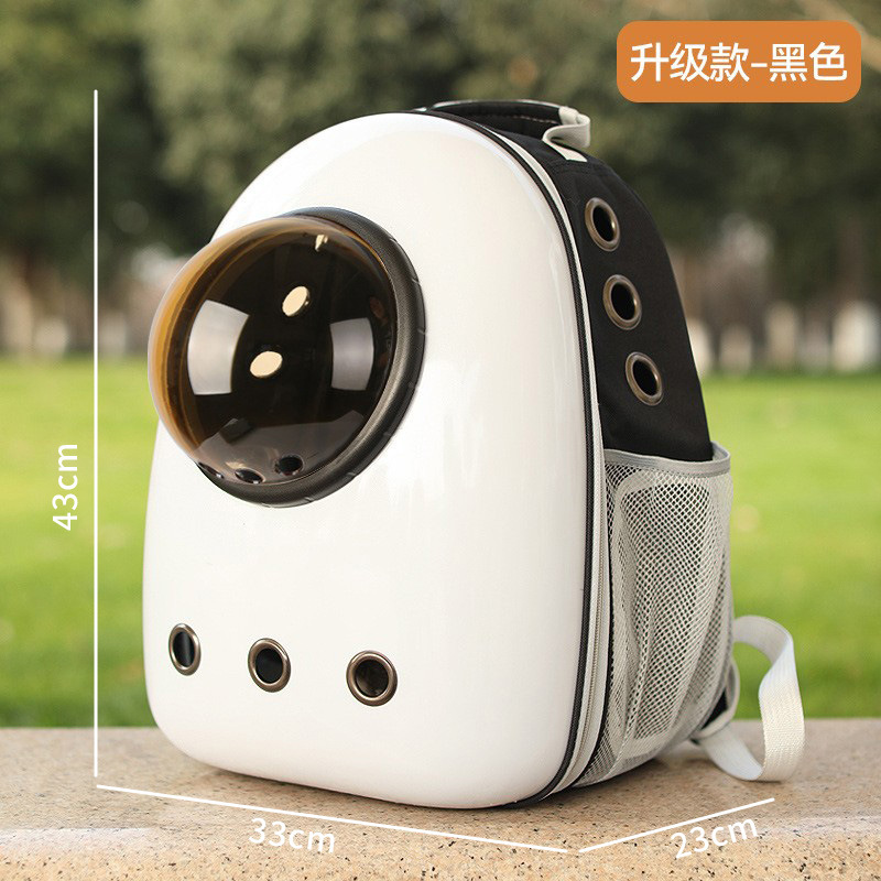 宠物外出便携透明便携包包猫咪透气太空舱双肩背包大容量侧开书包 黑色升级款