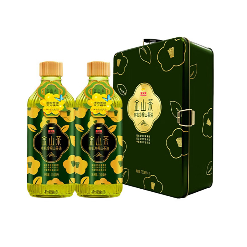 金龙鱼 金山茶有机冷榨山茶油750ML*2礼盒