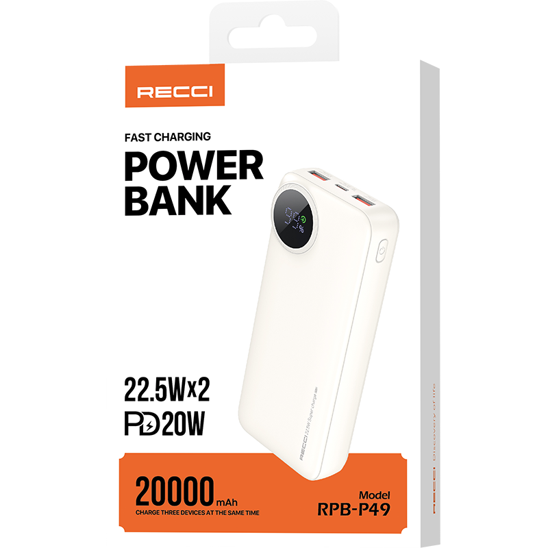 锐思RECCI 两万毫安快充移动电源 RPB-P49米色