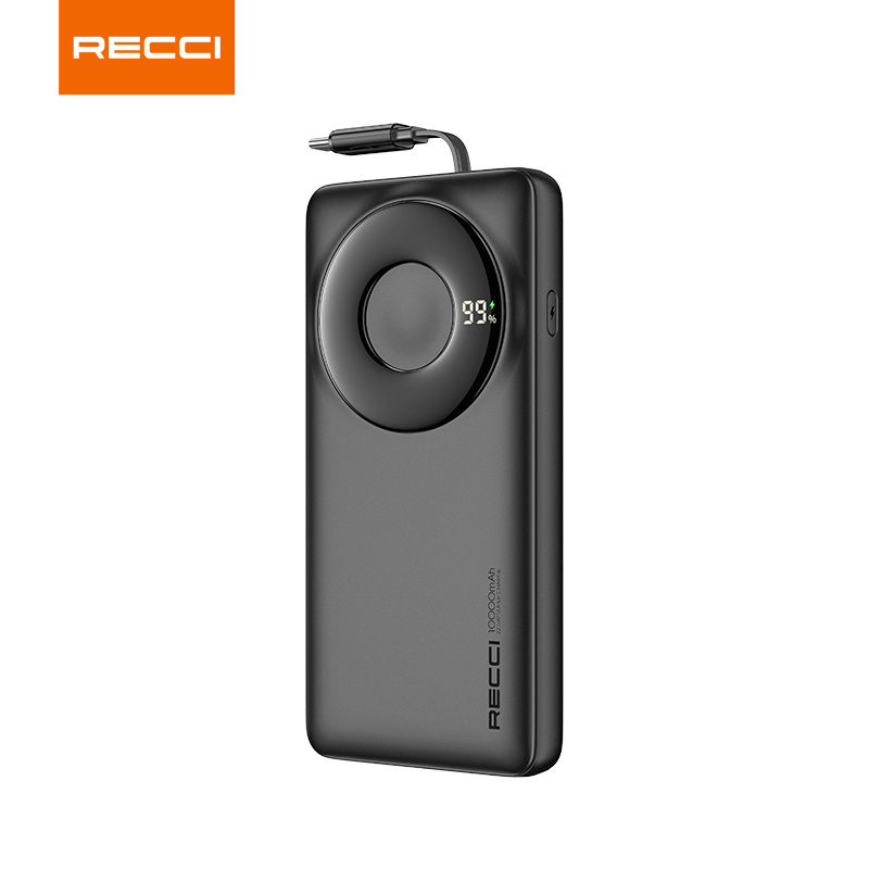 锐思RECCI 一万毫安自带伸缩线22.5W超级快充 RPB-P58星耀黑 